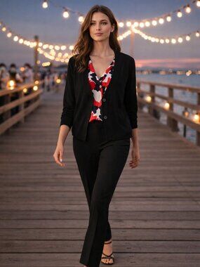 Laura Ashley Black ONE Button Liquid Knit‎ Lagun Academia Goth Cardigan Women 2X